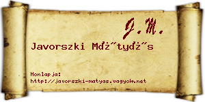 Javorszki Mátyás névjegykártya
