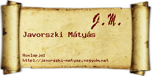 Javorszki Mátyás névjegykártya