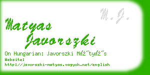 matyas javorszki business card